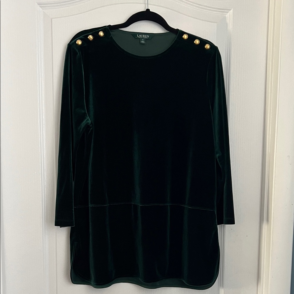 Ralph Lauren Green Velvet Women's Tunic Top